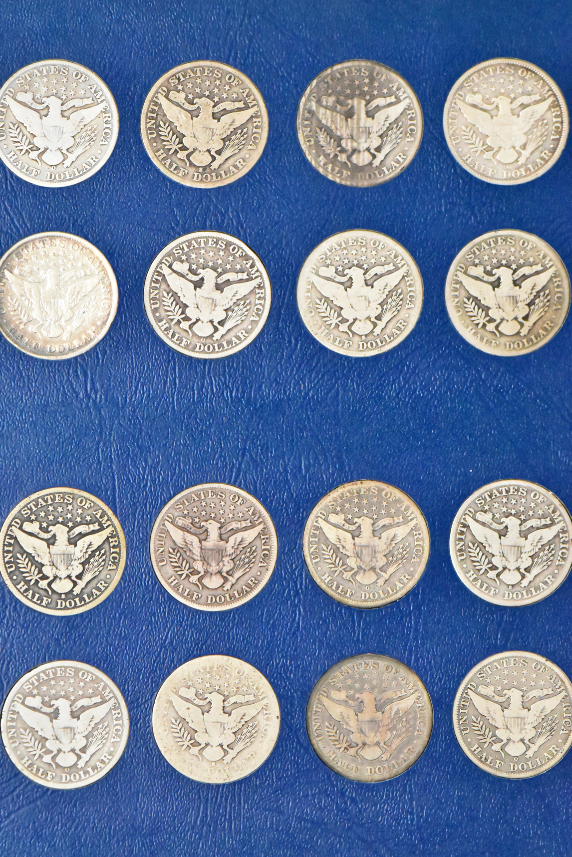 Collection of Barber half dollars in complete Whitman 9420 and 9421 albums