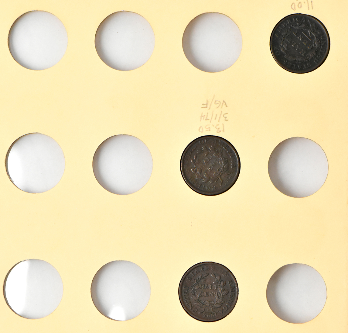 Half cents, two-cent pieces, three-cent nickels, and Shield nickels in two seperate Library of Coins albums