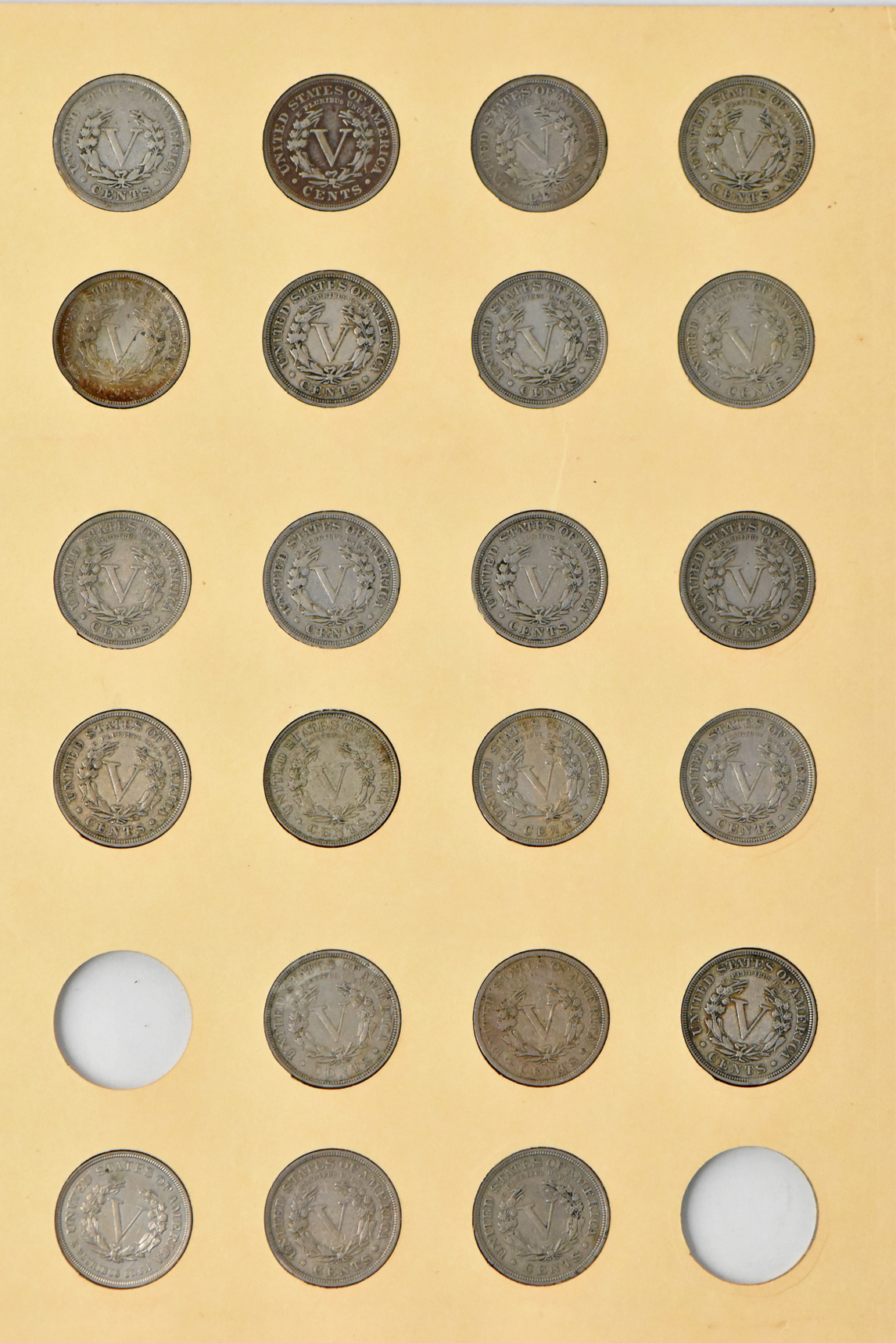 Thirty different Liberty nickels in a Library of Coins Vol. 5 album
