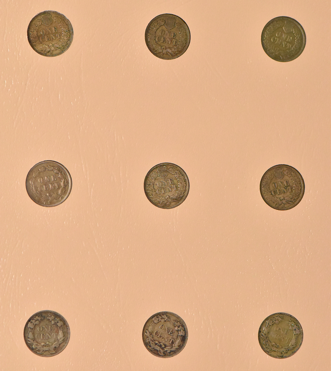 Collection of Flying Eagle and Indian cents in a complete Dansco 7101 album