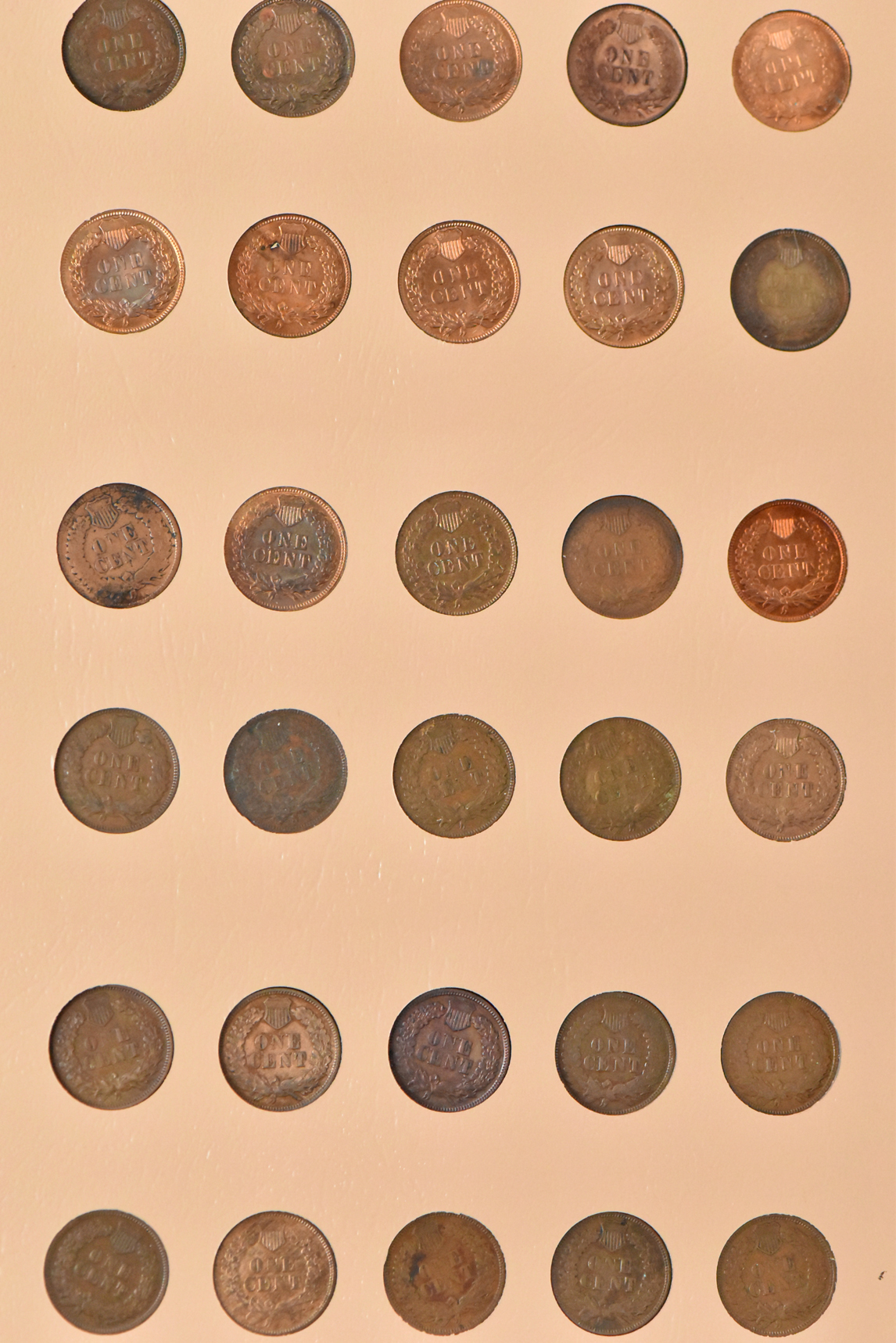 Collection of Flying Eagle and Indian cents in a complete Dansco 7101 album