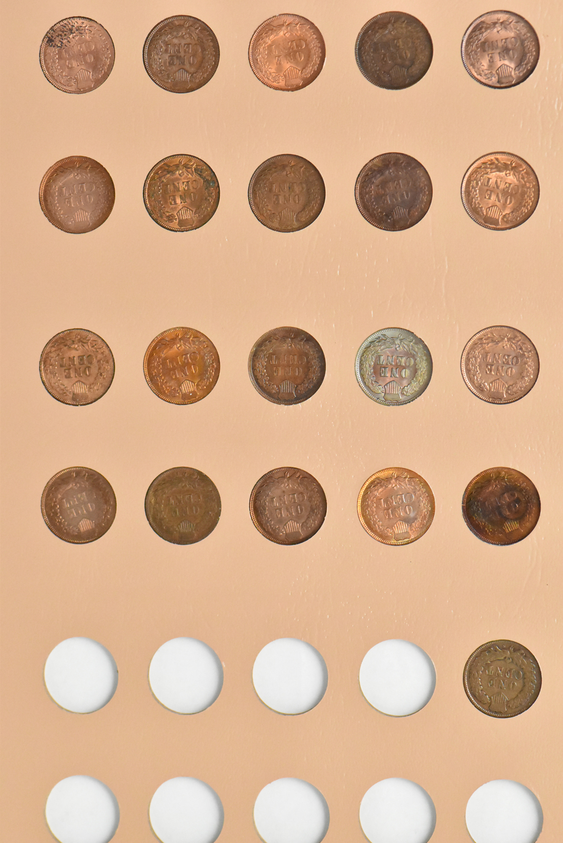 Collection of Flying Eagle and Indian cents in a complete Dansco 7101 album