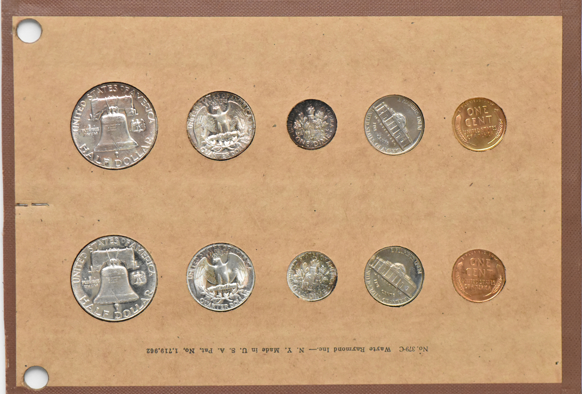 Group of 36 Roosevelt dimes, 1946 through 1958-D, plus 1951, 1952, 1953, and 1954 Proof Sets, all in a National Coin album