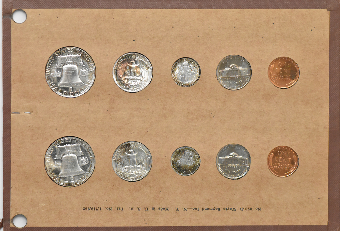 Group of 36 Roosevelt dimes, 1946 through 1958-D, plus 1951, 1952, 1953, and 1954 Proof Sets, all in a National Coin album