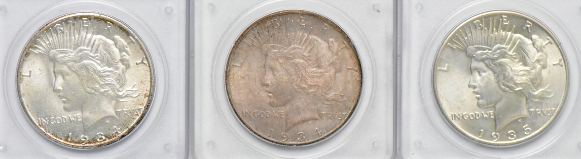Complete collection of Peace dollars, all PCGS MS-64 (rattler)