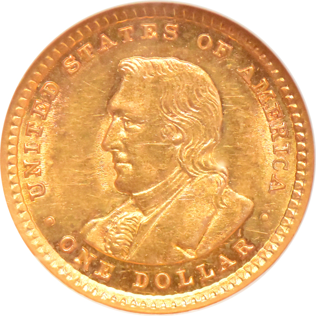 1904 $1 Lewis & Clark NGC, and a 1905 $1 Lewis & Clark PCGS, both MS-62