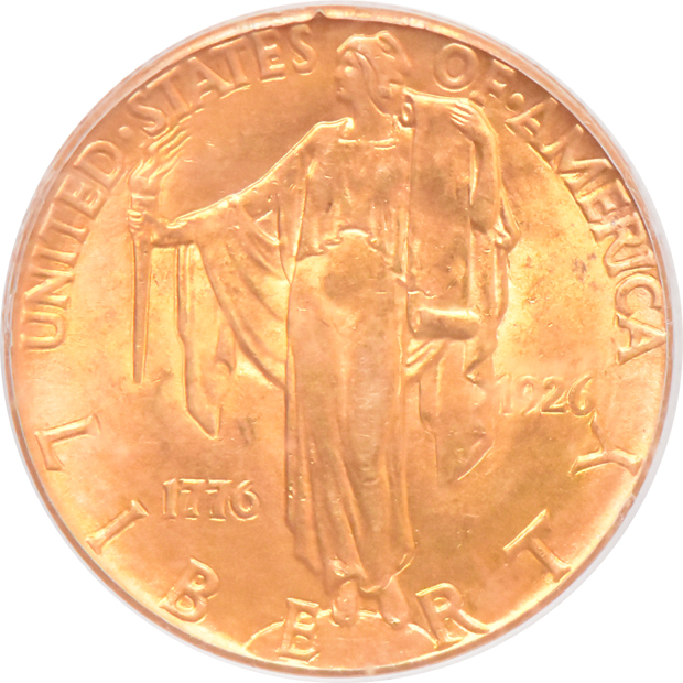 1915-S $1 Panama-Pacific MS-64, and a 1926 $2.50 Sesquicentennial MS-62 (green label), both PCGS
