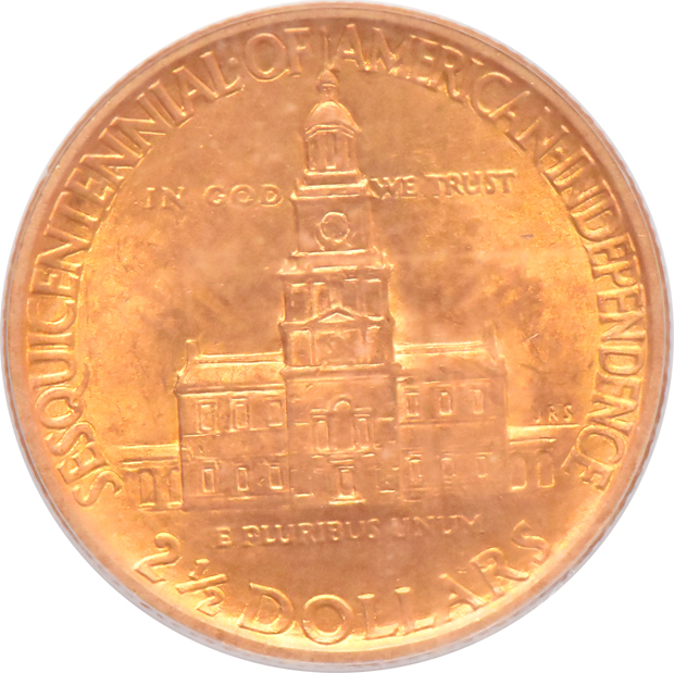 1915-S $1 Panama-Pacific MS-64, and a 1926 $2.50 Sesquicentennial MS-62 (green label), both PCGS