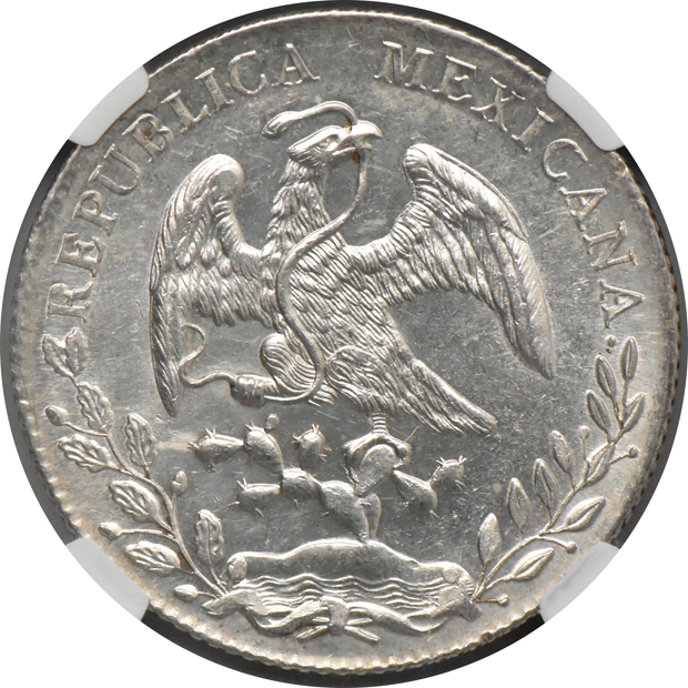 Mexico - 1874/3 Go FR 8 reales MS-62, 1885-Go RR 8 reales MS-61, and an 1894-Go RS 8 reales MS-61, all NGC