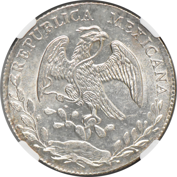 Mexico - 1874/3 Go FR 8 reales MS-62, 1885-Go RR 8 reales MS-61, and an 1894-Go RS 8 reales MS-61, all NGC