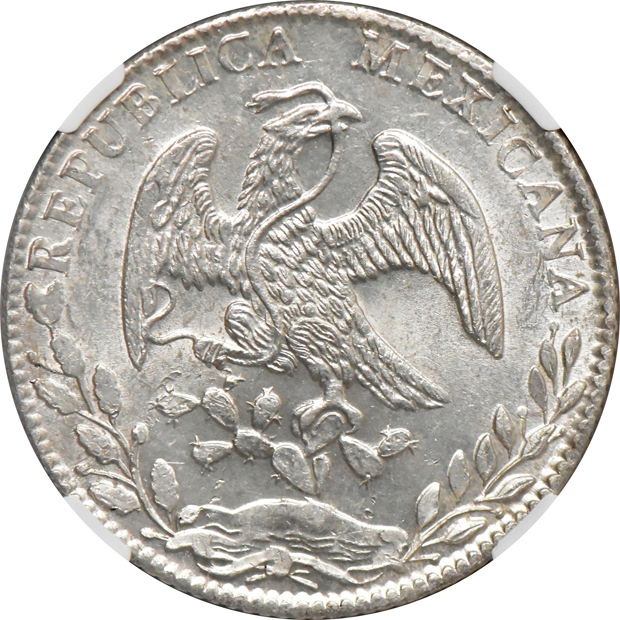 Mexico - 1874/3 Go FR 8 reales MS-62, 1885-Go RR 8 reales MS-61, and an 1894-Go RS 8 reales MS-61, all NGC