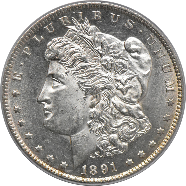 1888-S MS-62, 1889-O MS-62, and an 1891-CC MS-61, all PCGS