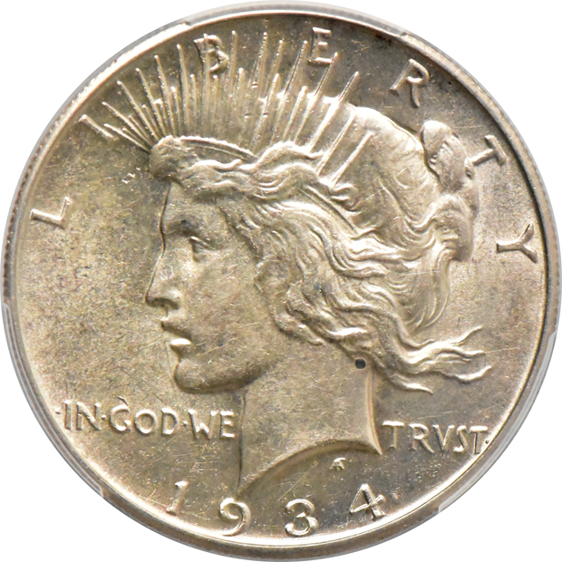 1925-S MS-62, 1927-S AU-58, and a 1934-S AU-55, all PCGS