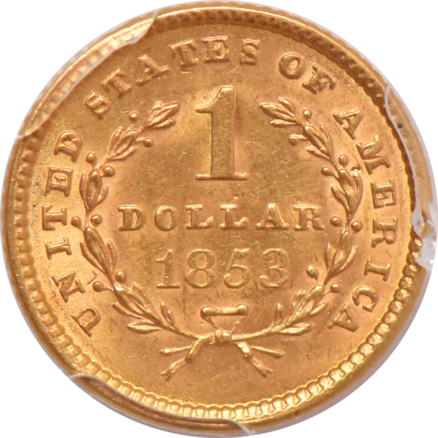 1853 MS-61, and an 1856 AU-58, both PCGS