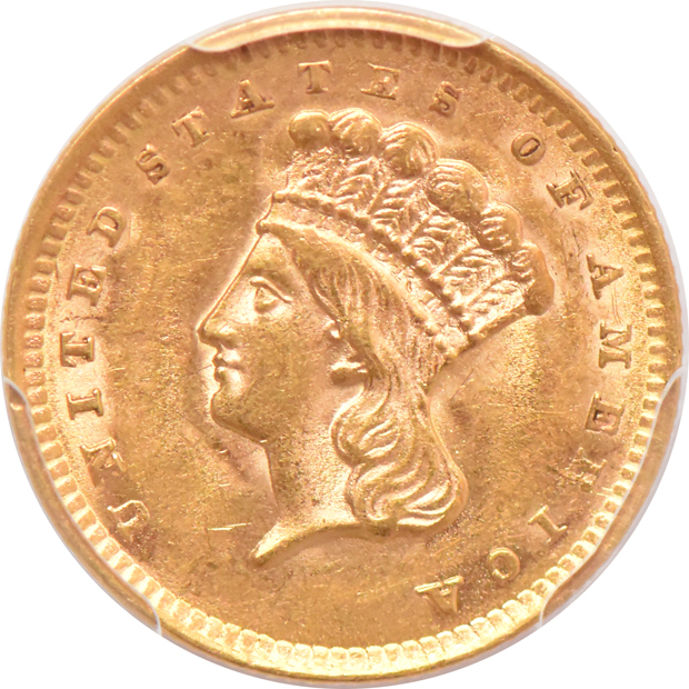 1853 MS-61, and an 1856 AU-58, both PCGS