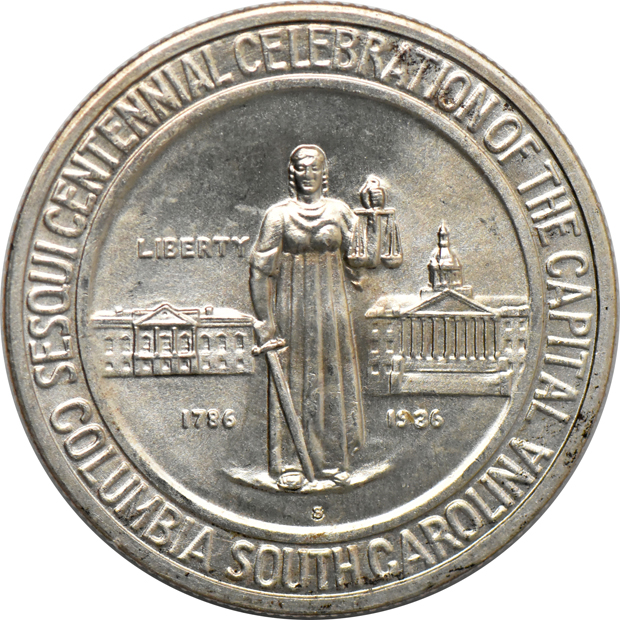 1936 Columbia, 1936-D Columbia, and a 1936-S Columbia, all UNC