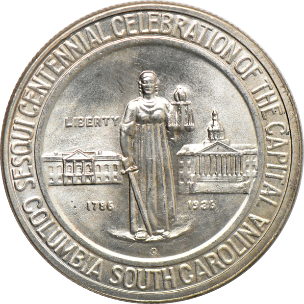 1936 Columbia, 1936-D Columbia, and a 1936-S Columbia, all UNC