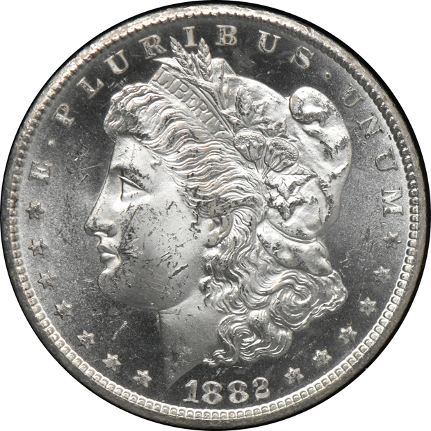 1881-CC GSA MS-63PL, and an 1882-CC GSA MS-62PL, both CACG