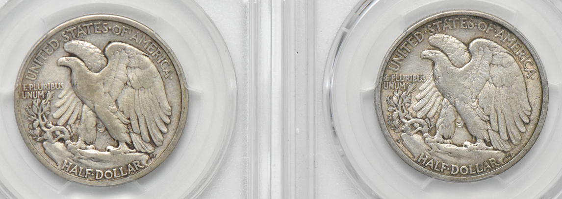 Four Walking Liberty half dollars, all PCGS