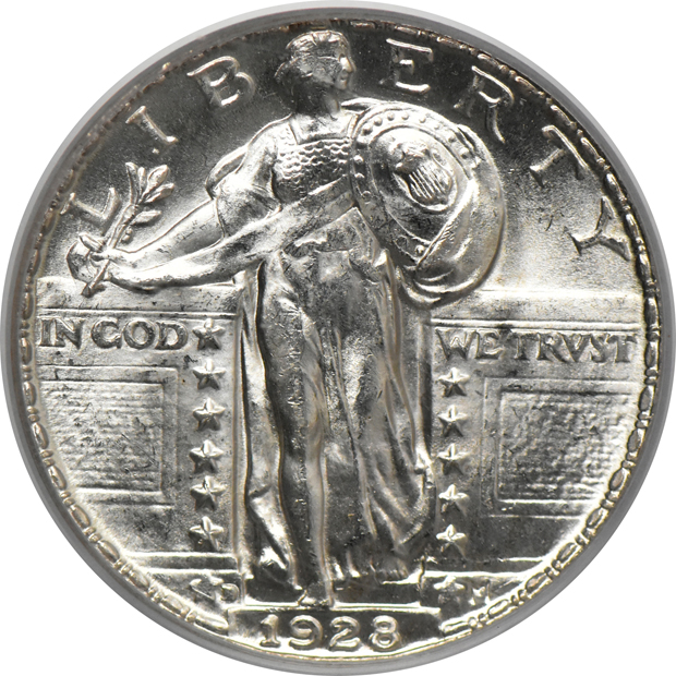 1925 MS-64, 1928-D MS-64 (green label), and a 1929-D MS-64, all PCGS