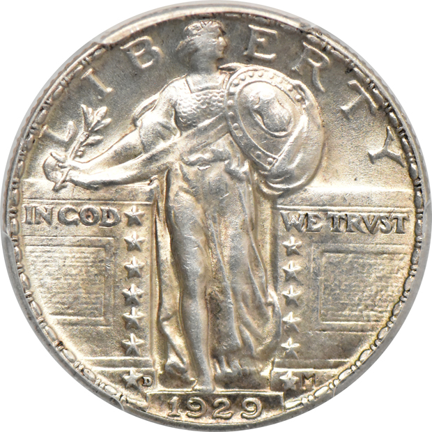 1925 MS-64, 1928-D MS-64 (green label), and a 1929-D MS-64, all PCGS