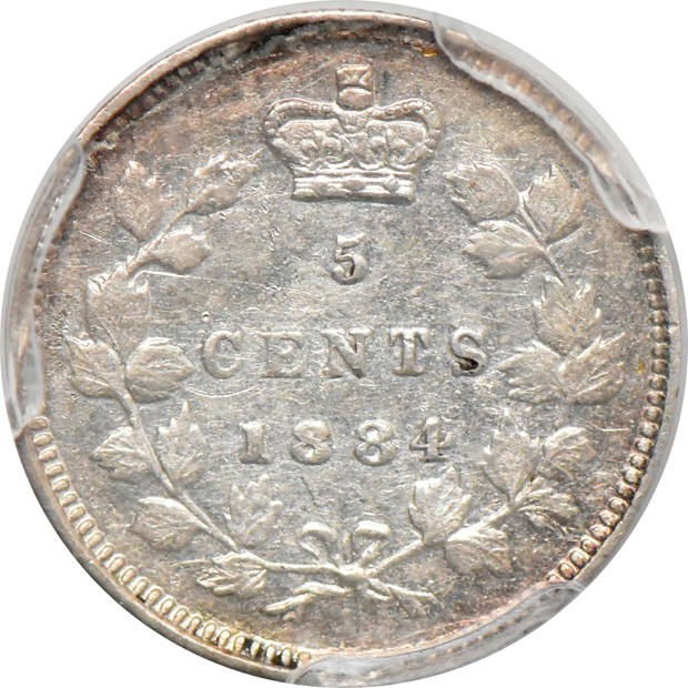 Canada - 1884 5C AU-50, and a 1913 5C MS-66 (geen label), both PCGS