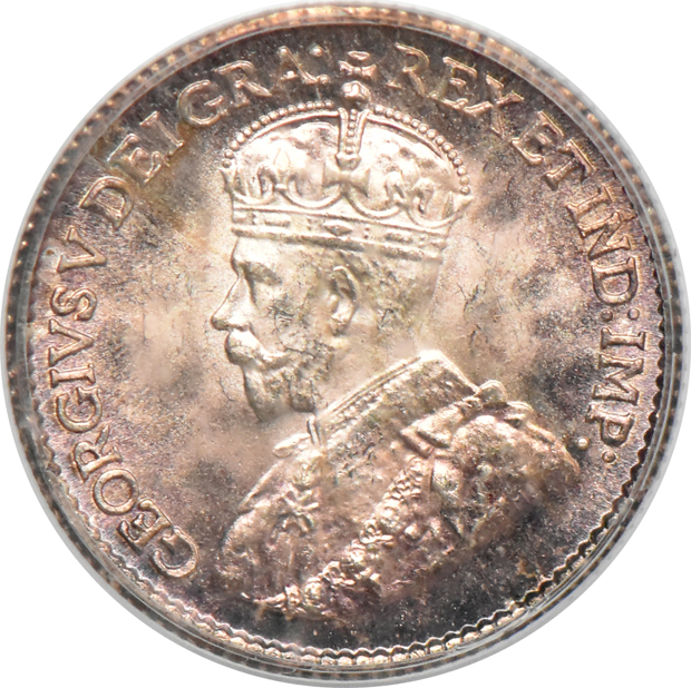 Canada - 1884 5C AU-50, and a 1913 5C MS-66 (geen label), both PCGS