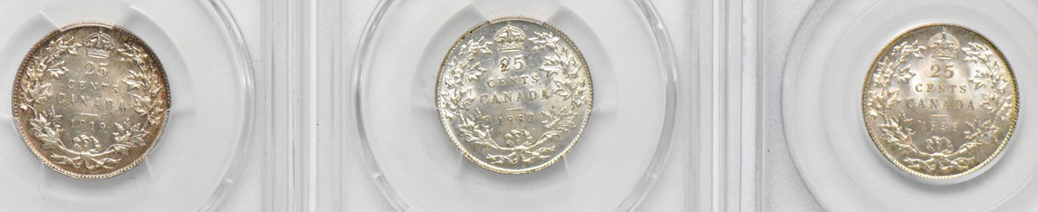 Canada - Six certified silver type coins
