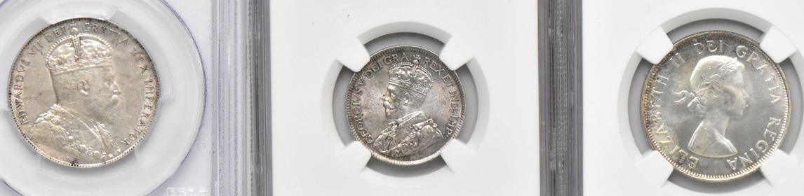 Canada - Six certified silver type coins