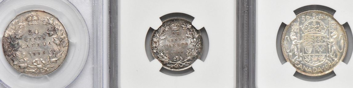 Canada - Six certified silver type coins