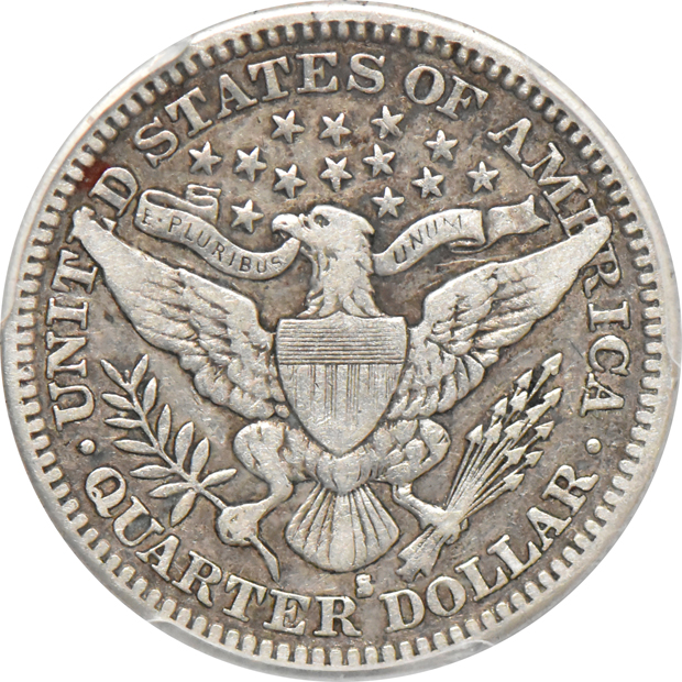 1906 Barber dime PR-65 (rattler), and a 1914-S Barber quarter VF-25, both PCGS