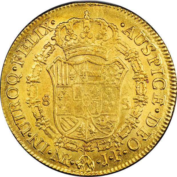 Colombia - 1817-NR JF 8 escudos- PCGS MS-63