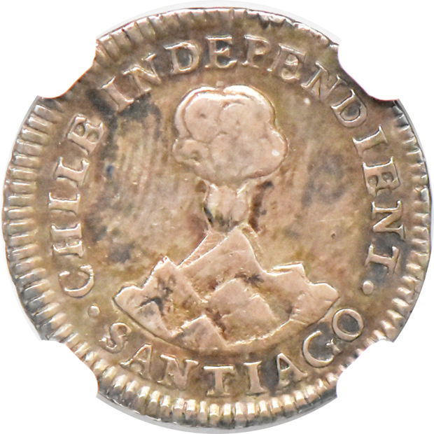 Chile - 1834-I Santiago 1/2 real- NGC XF-40