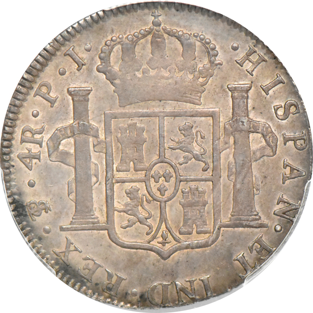 Multiple - Peru 1795-L IJ 2 reales AU-55, Bolivia 1803-PTS PJ 4 reales AU-53, and an 1806-PTS PJ real AU-58, all PCGS