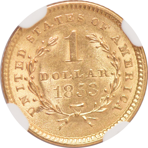 1853 PCGS MS-60 (green label), and an 1853 NGC MS-62
