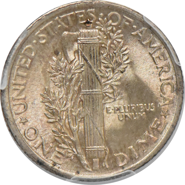 1834 Large 4 Capped Bust dime AU-53, and a 1916 Mercury dime MS-66FB, both PCGS