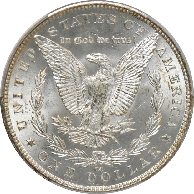 1883-CC CACG MS-65, and an 1884-CC PCGS MS-65 (green label) CAC