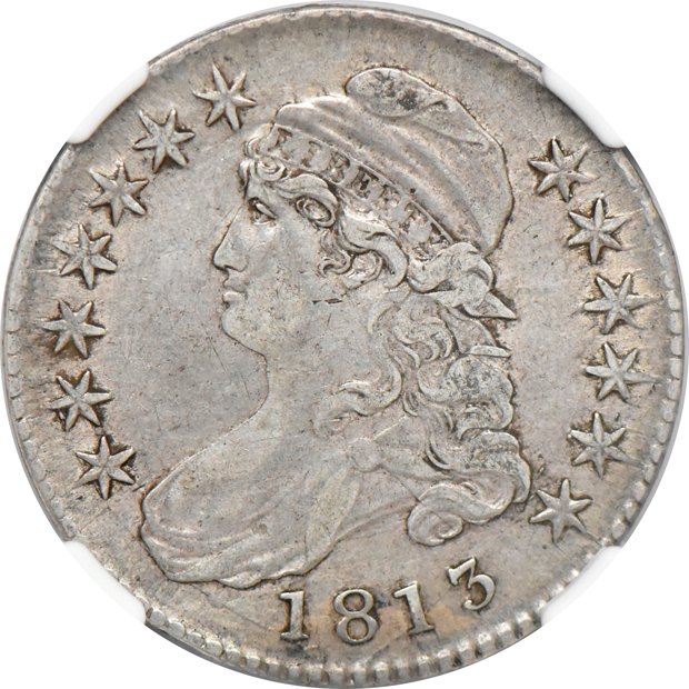 1813 NGC VF-35 CAC, and an 1830 PCGS AU-50 (green label)