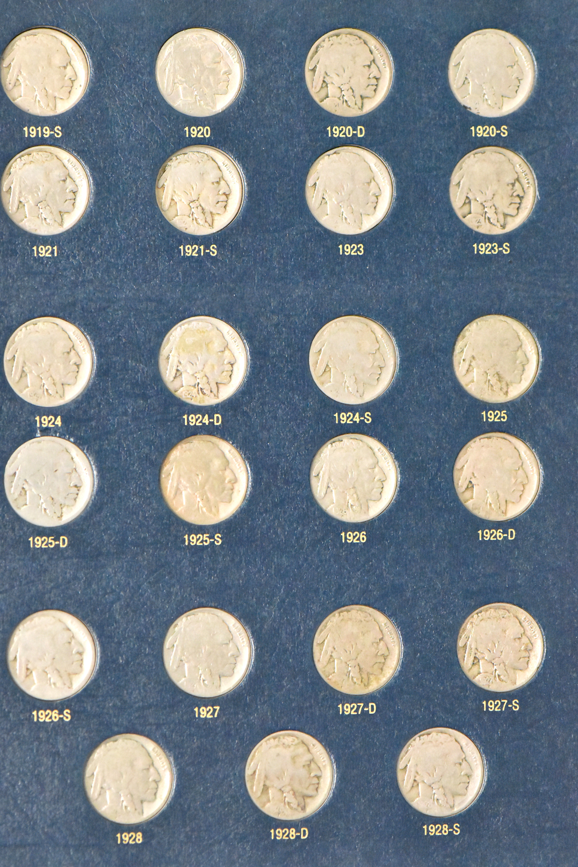 Collection of Buffalo nickels in a complete 9115 album