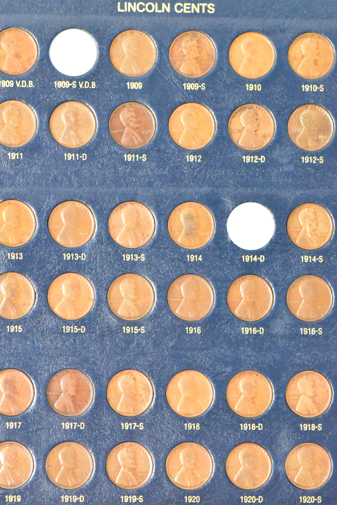 Collection of 189 different Lincoln cents in a Whitman 9112 album