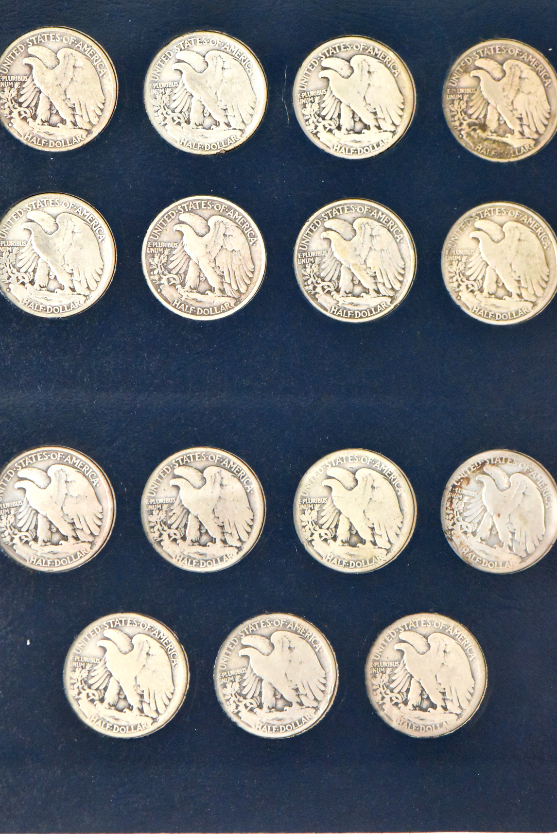 Collection of Walking Liberty half dollars in a complete Whitman 9125 album