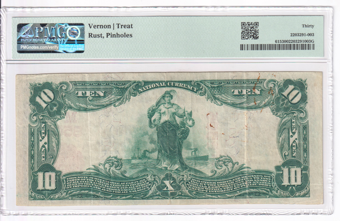 Serial Number 1 1902 $10 Red Seal - Norwood, OH Charter #8505 - PMG VF-30/rust/pinholes