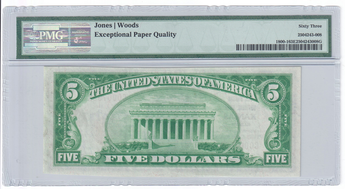 1929 $5 Type 1 - Kansas, IL Charter #9293 - PMG ChCU-63 EPQ