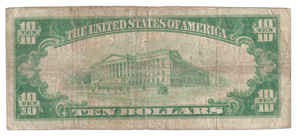 1929 $10 Type 1 - Marissa, IL Charter #6691 - F/pinhole/annotation