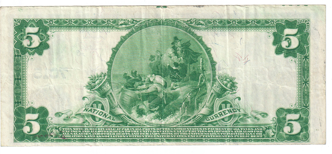 1902 $5 Blue Seal - Sparta, IL Charter #7015 - VF
