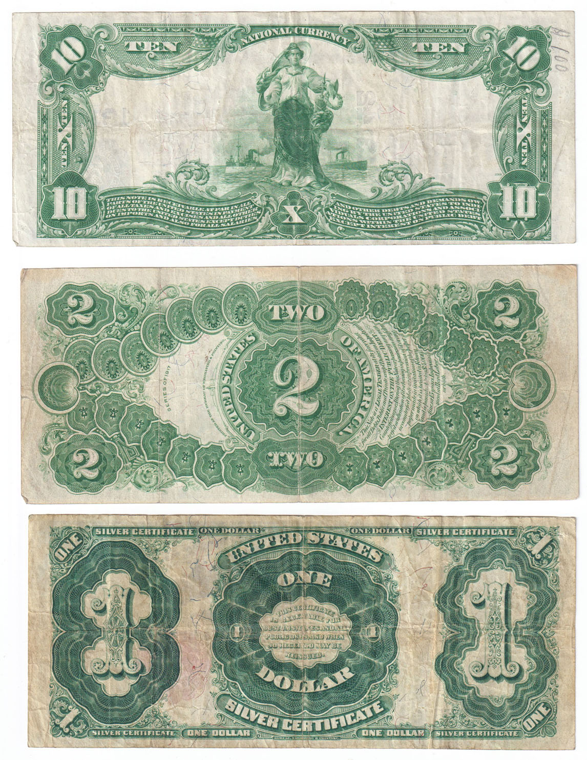 Misc - Group of twelve notes that include a Missouri National, nine Large Size Type, and two Obsoletes