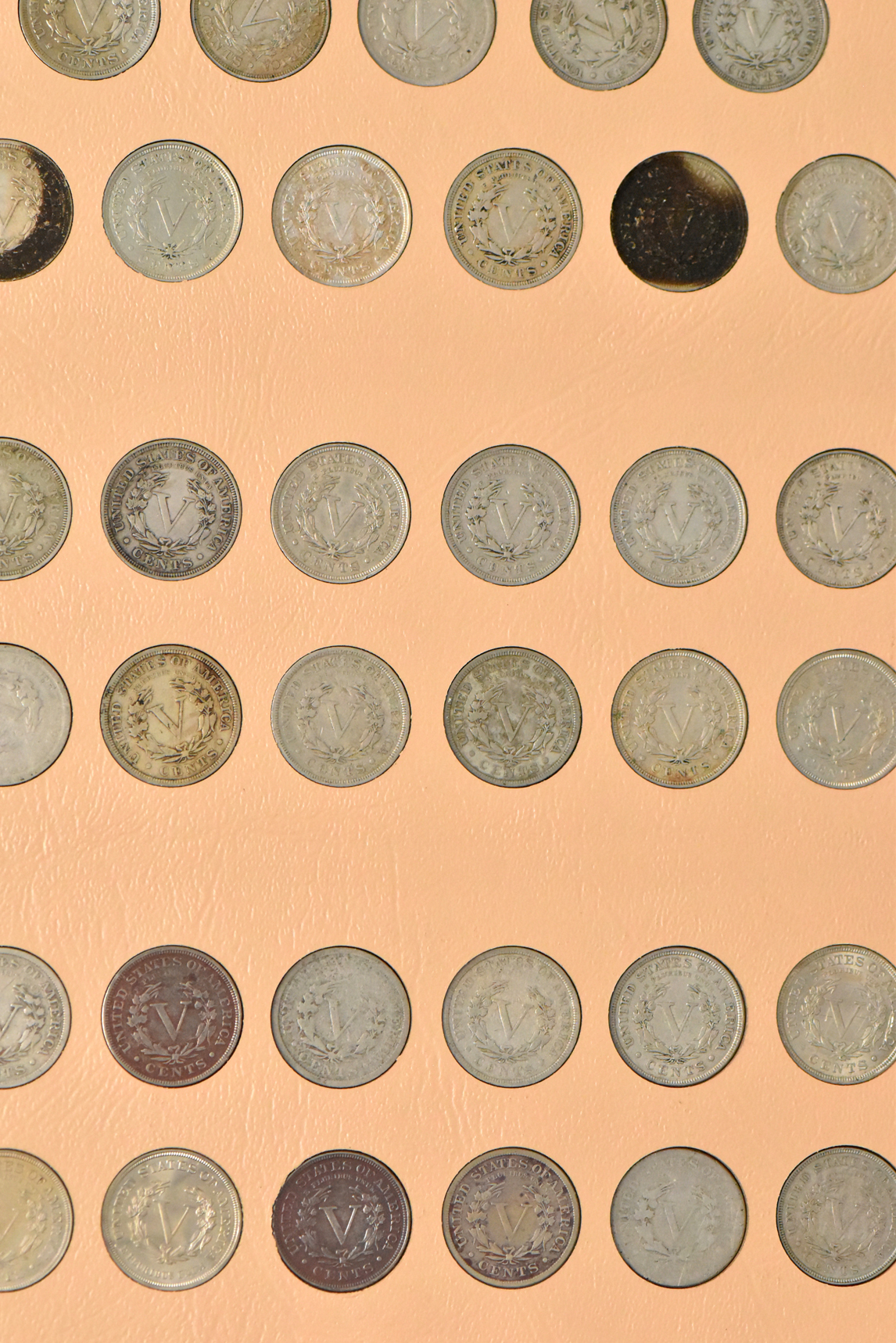 Huge nickel collection including Liberty nickels, Buffalo nickels, and Jefferson nickels in a single Dansco 7110 album