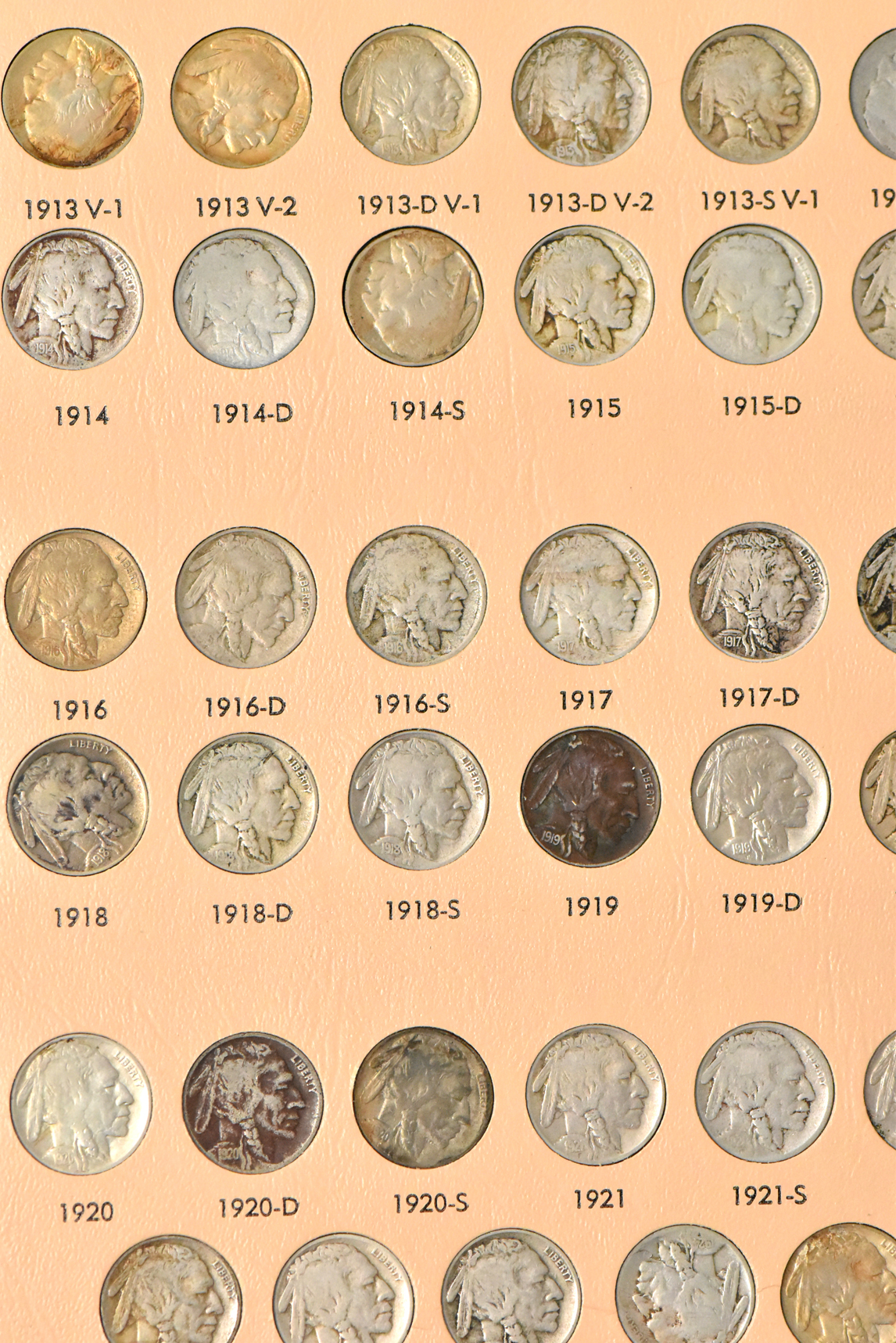 Huge nickel collection including Liberty nickels, Buffalo nickels, and Jefferson nickels in a single Dansco 7110 album
