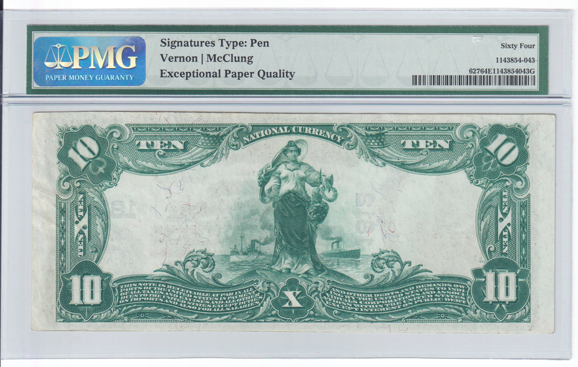 1902 $10 Blue Seal - Cassopolis, MI Charter #1812 - PMG ChCU-64 EPQ