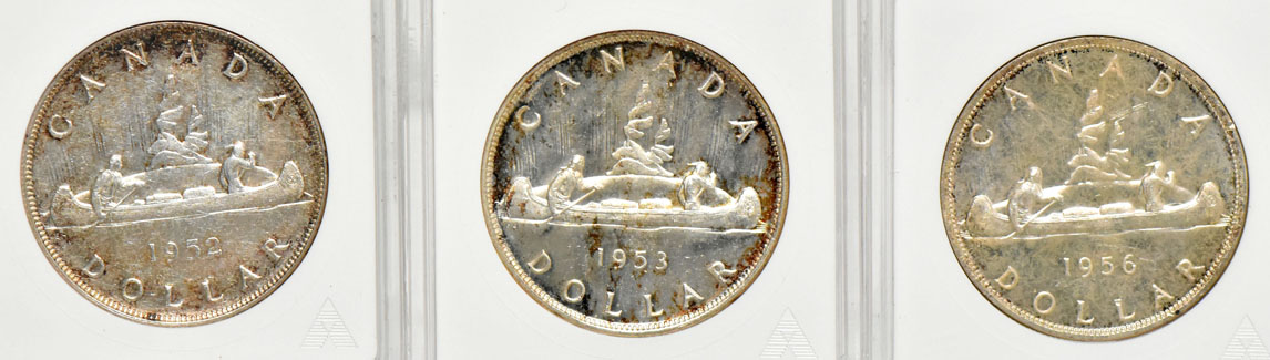 Canada - Ten silver dollars certified by ANACS
